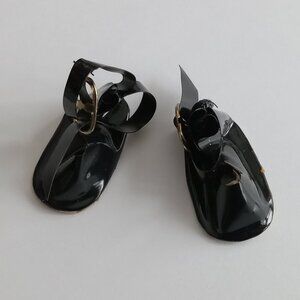 Vintage Black Vinyl Shoes for Dolls